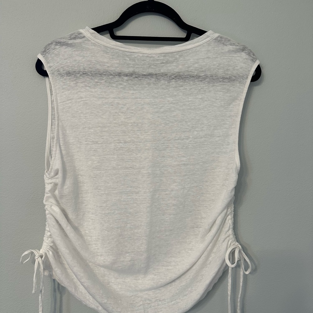 Frame Denim White Linen-Blend Crewneck Tank - Picture 5 of 5